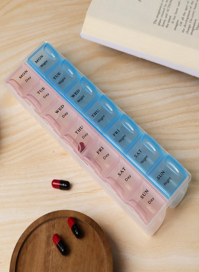 Extra Care Weekly Double Line,2 - Times a Day Pill Box travel box tablet holder medicine dispenser organizer storage BPA Free Travel 7 Day Pill Box Case Multicolor, Set Of 1 - Image 4